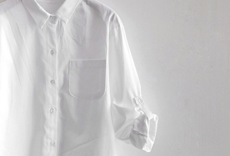 Women's Mid-Length Long-Sleeved White Shirt