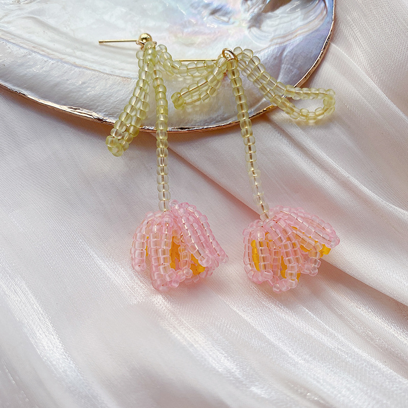 Title 1, Fashion Tulip Flower Beaded Earrings