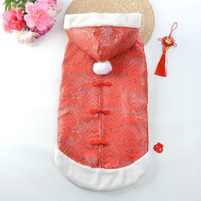 New Year's Pet Tang Suit Thick Coat For Large Dogs Red - Shop at LoveMi