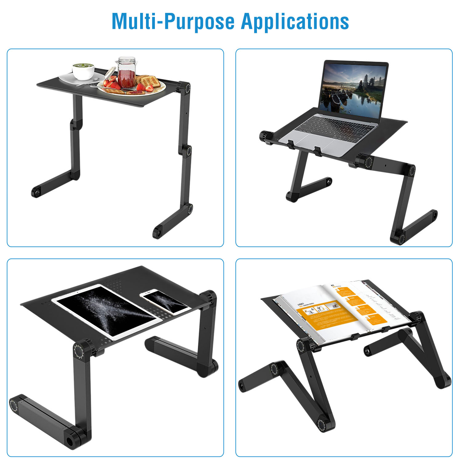 1Pc Foldable Laptop Table Bed Notebook Desk With Mouse Board Aluminum Alloy Breakfast Snacking Tray For Home Office Travel Use 6