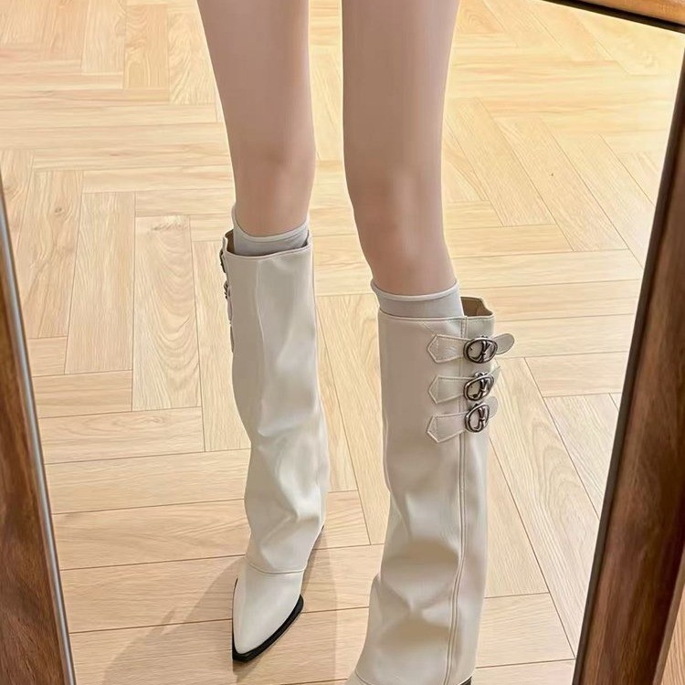 Suede Pointed Toe Knee-High Boots