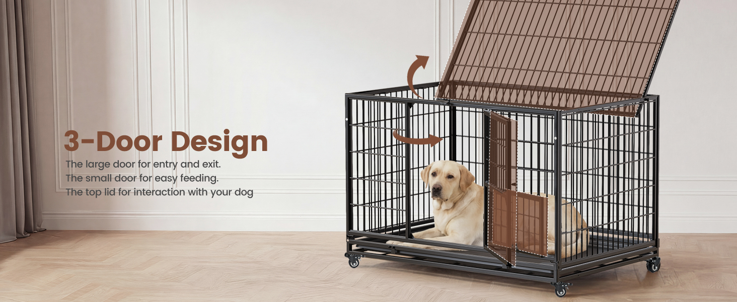 Heavy Duty Stackable Dog Crate 82.3x51.6x56cm Metal Kennel With Triple Doors — image 4