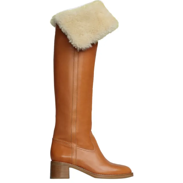 Versatile Thin Boots High Leather Women Tawny Super Leather Removal 40 - Shop at LoveMi