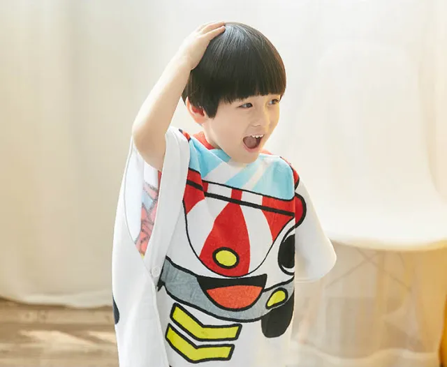 Hooded Bath Towel Microfiber Kids Quick Dry Absorbent Cape Mini Car - Shop at LoveMi
