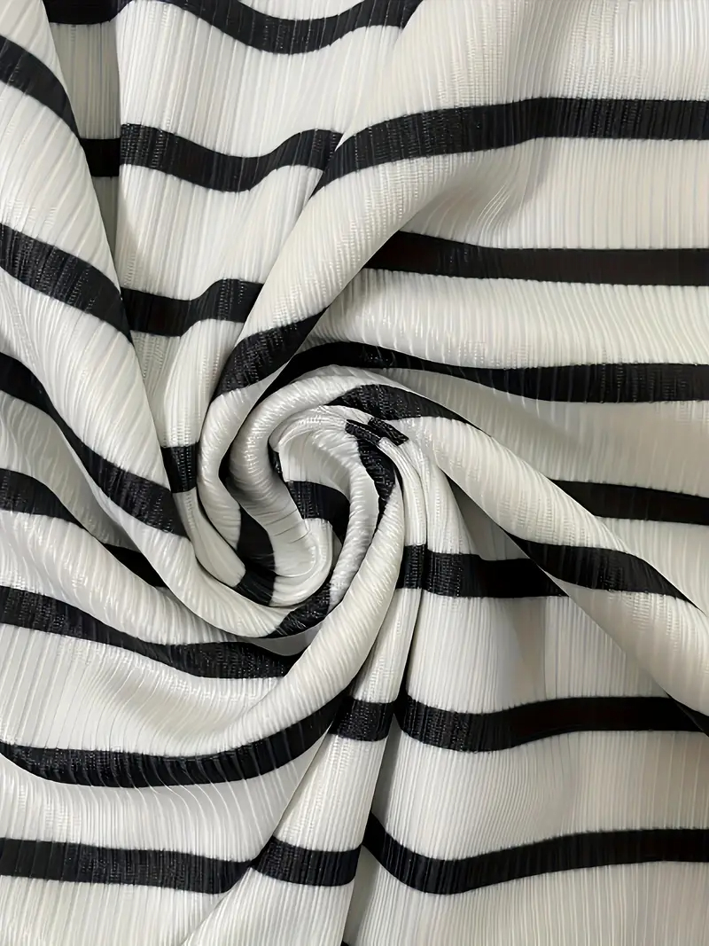 Women'S Elegant Striped Long Sleeve Button Detail Bodycon Dress