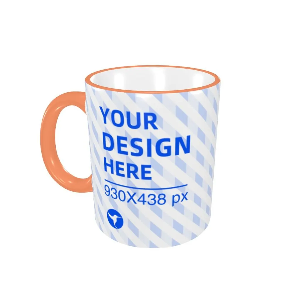 Eco-friendly Ceramic Comfortable Handle Edge Color Mug - Orange