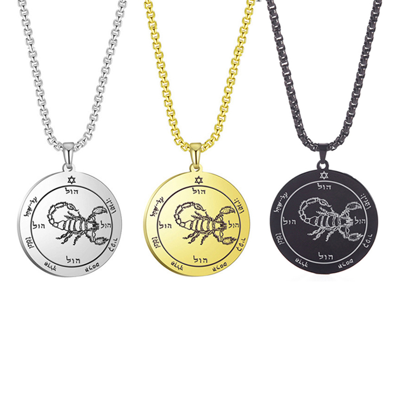 Mysterious scorpion pendant necklace hexagram scorpio round