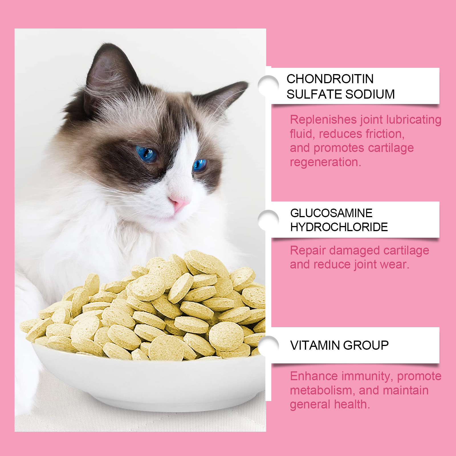 Cat Joint Health Support Tablets, Glucosamine Joint Supplement For All Breeds & Sizes Cats, 80 Count Joint Care Chewable Tablets To Relieve Joint Discomfort — foto 8