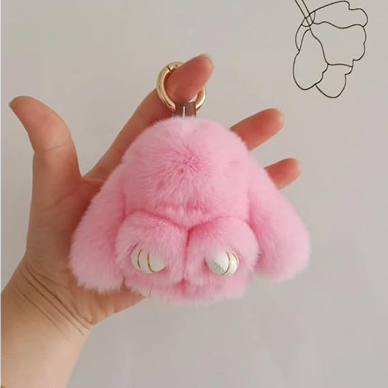 Soft Bunny PomPom,Cute Plush Rabbit Keychain, Ideal For Bags, Keys, Car Mirrors & Phones