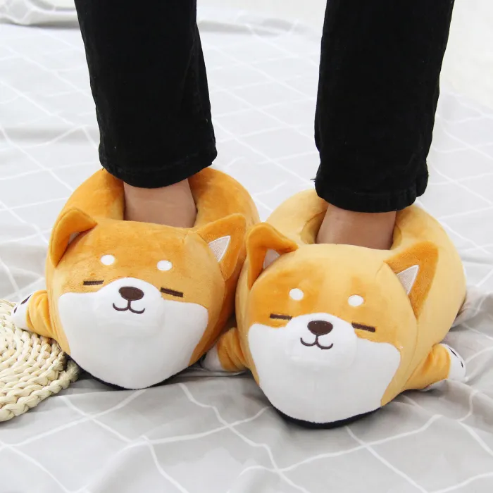 Plush Corgi House Slippers, Cute Warm Animal Slippers for Women and Men (One Size) - detail photo 5