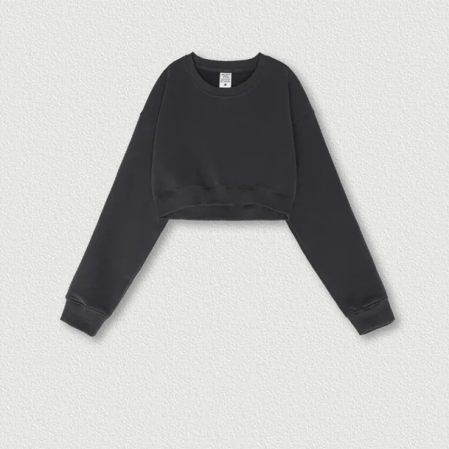 Women's Retro Cropped Navel Short Sweatshirt Dark Grey - Shop at LoveMi