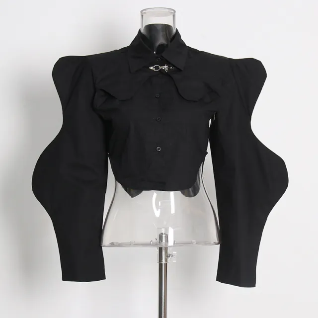 New Fashion Solid Color Sleeveless Short Style Shirt Personality Careful Machine Set Black - Shop at LoveMi