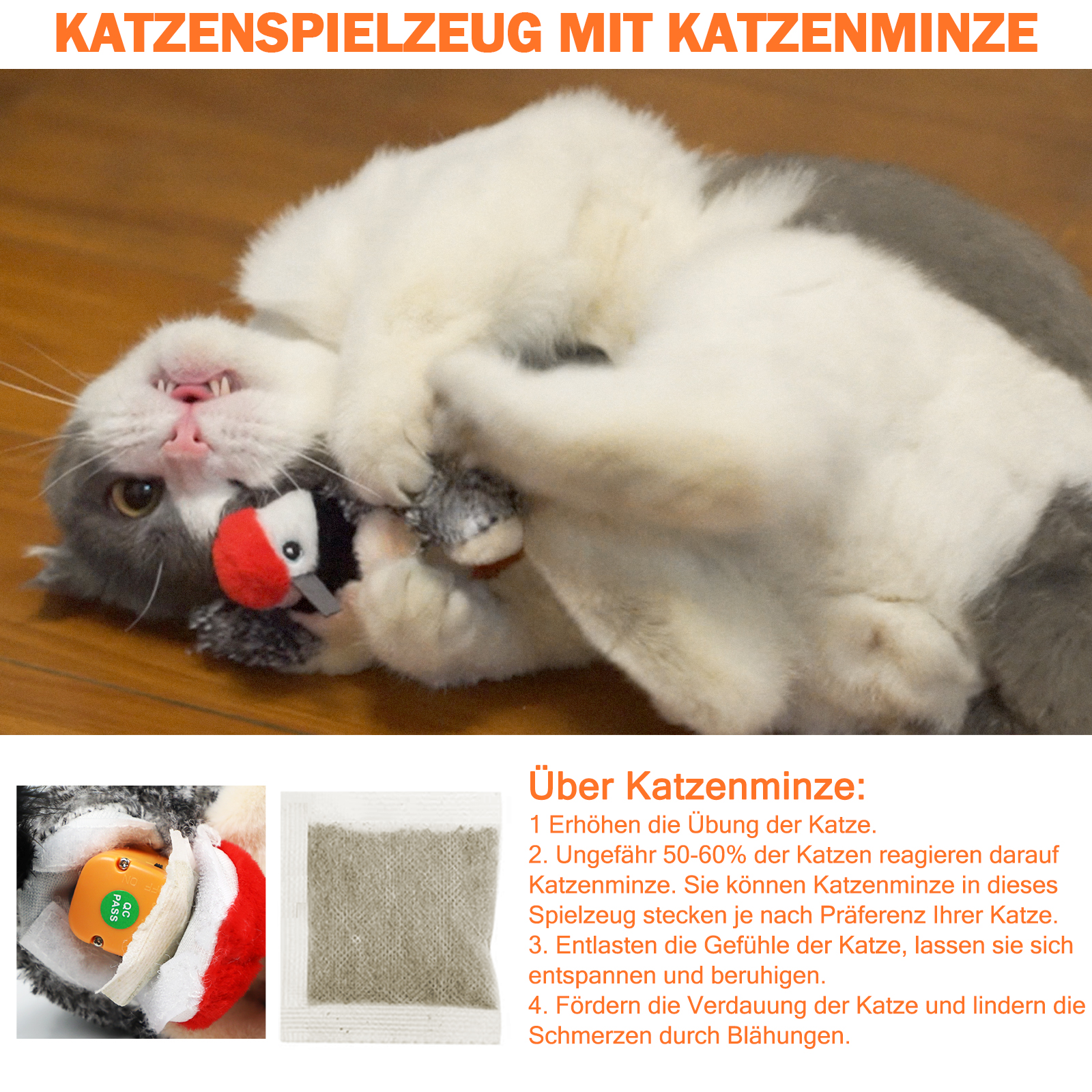 Electric Cat Toy Bird For Self-Entertainment - Interactive Cat Toy Automatic With Catnip, Intelligent Rechargeable Cat Toy For Cats To Play With And Step On