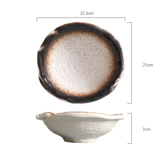 Irregular Ceramic Bowl Large Size Thickened Deep Bowl Fashion Sesame Gold - Shop at LoveMi