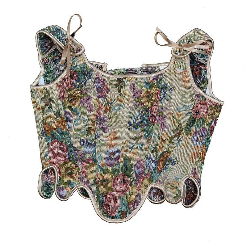 Women's French Peony Retro Vest European And American Style Corset - Grey