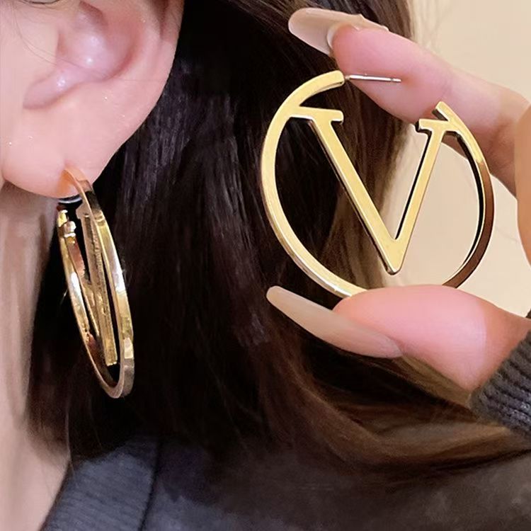 Light Luxury Gold Hoop Earrings, Elegant Stylish Women Ear Ornaments