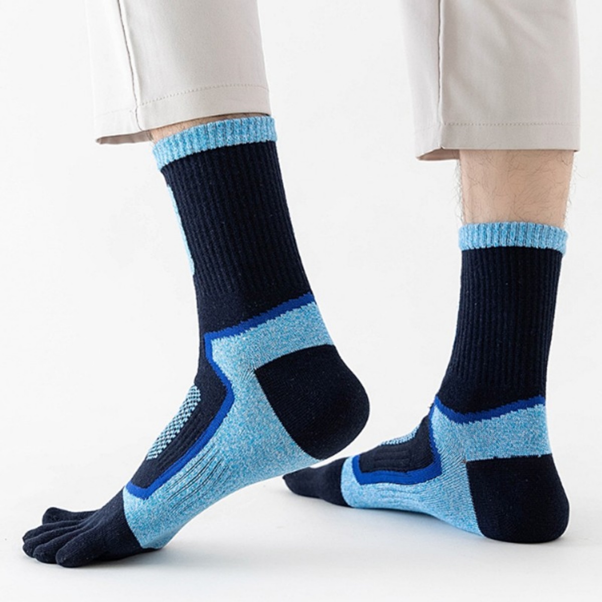 5Pairs Mens Cotton Blend Athletic Running Sports Socks Finger Toe Sock — image 2