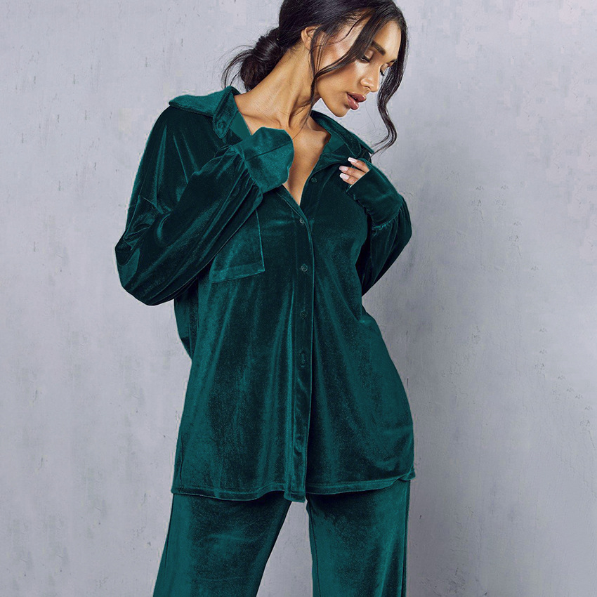 Title 5, Velvet Long-sleeved Trousers Pajamas Two-piece Set