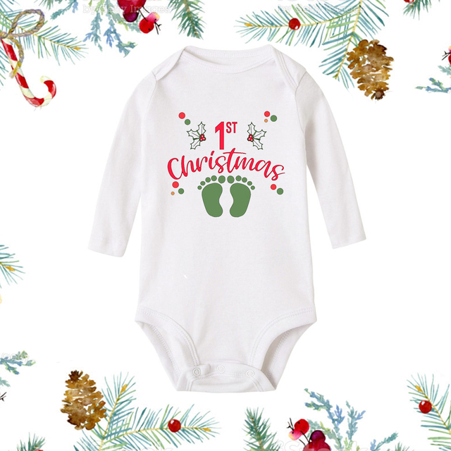 Christmas Newborn Baby White Long Sleeve Jumpsuit — foto 9