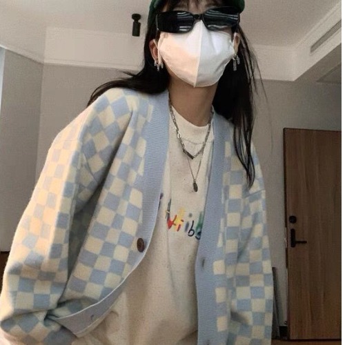 Модный женский простой клетчатый свитер-жилет