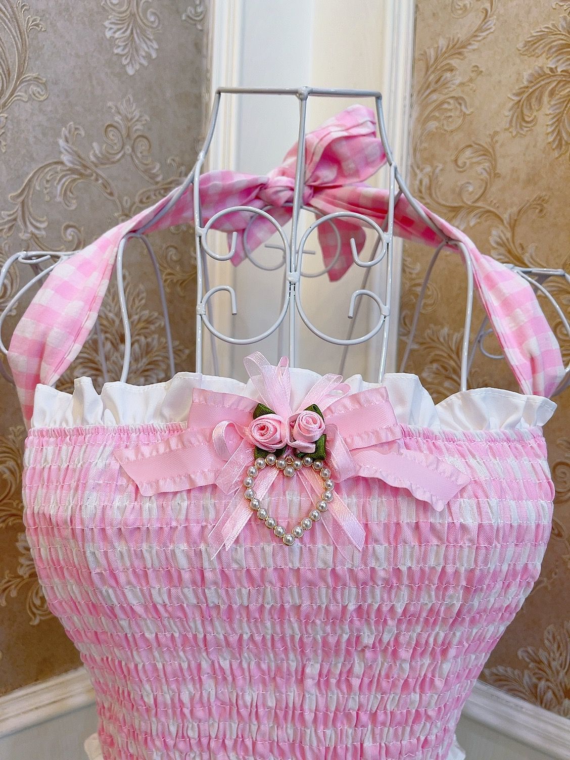 Lattice Three-dimensional Rose Flower Bow Love Pendant