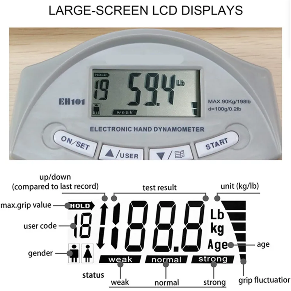 Digital Dynamometer Hand Grip Electronic Power Strength Muscle Tester 3