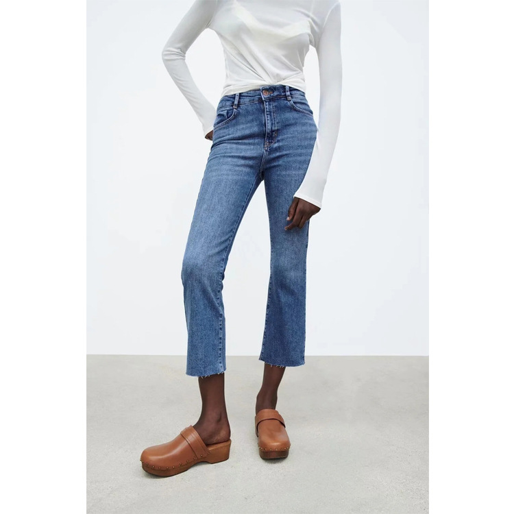 Simple Feng Shui Wash Stretch Mid-rise Cropped Jeans