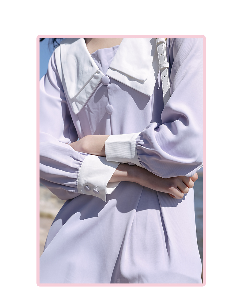 Sweet Long Sleeve Navy Neck  Waist Midi Skirt