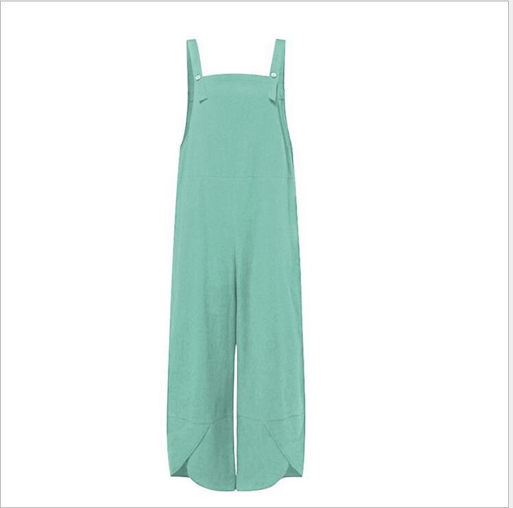 Women's Jumpsuits With Pockets Solid Color Casual Cropped Overalls Long Pant Romper Light Green - Shop at LoveMi