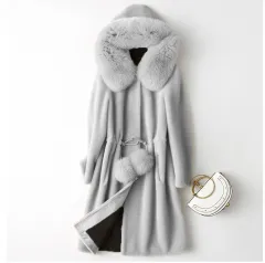 Fashion New Product Fur Women's Mid-length Slim Coat - Grey - View 1