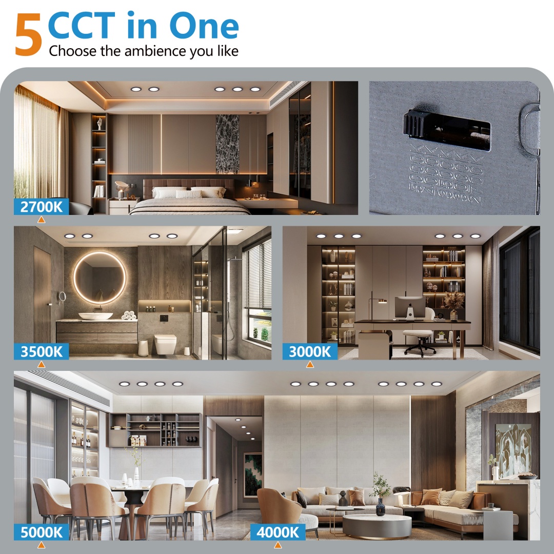 12 Pack 6 Inch LED Recessed Ceiling Light Black, Dimmable, 2700K-5000K 5CCT... 8