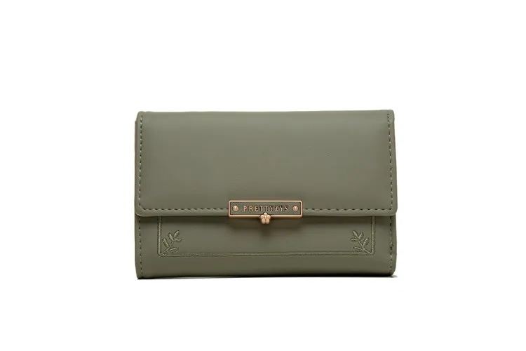 Women's Fashion Simple Three Fold Buckle Zipper Coin Purse - Green