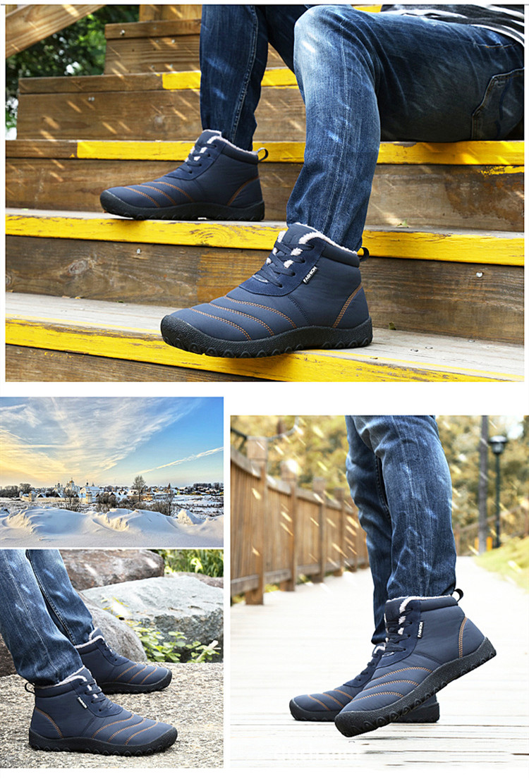 Winter High Top Lace Up Plus Velvet Cotton Shoes