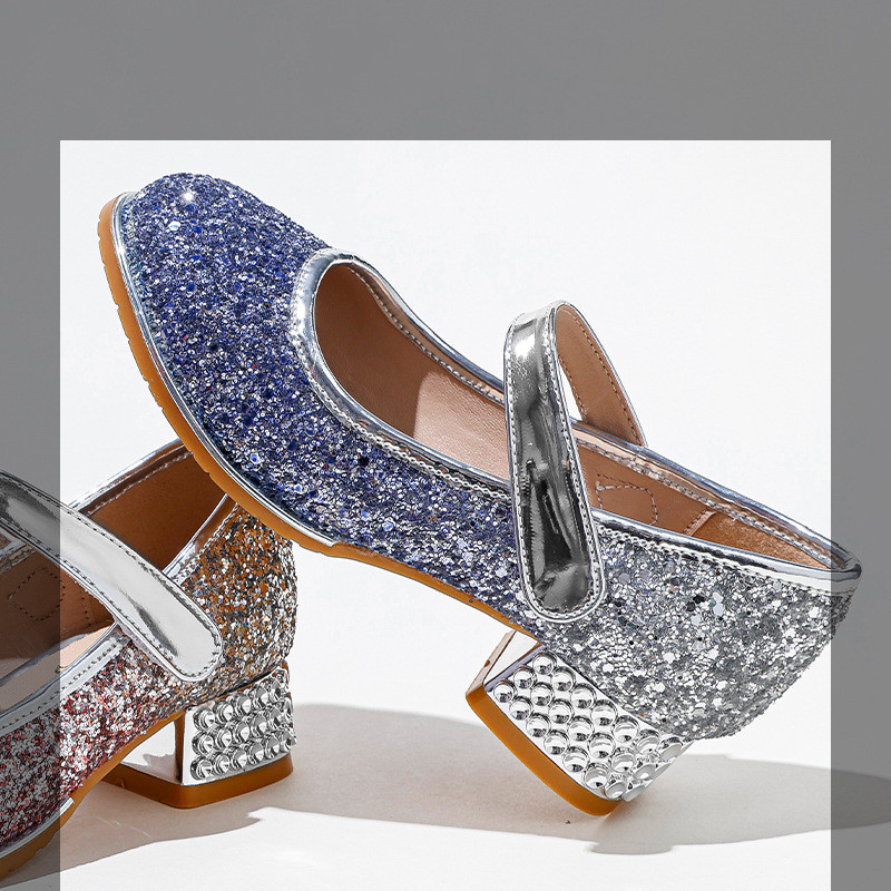 Fashion New Velcro Girls Heel Shoes