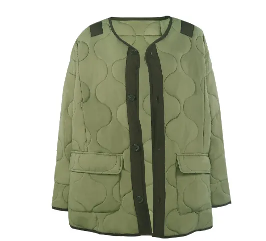 Single breasted Fashion Casual Padded Jacket Green - Shop at LoveMi