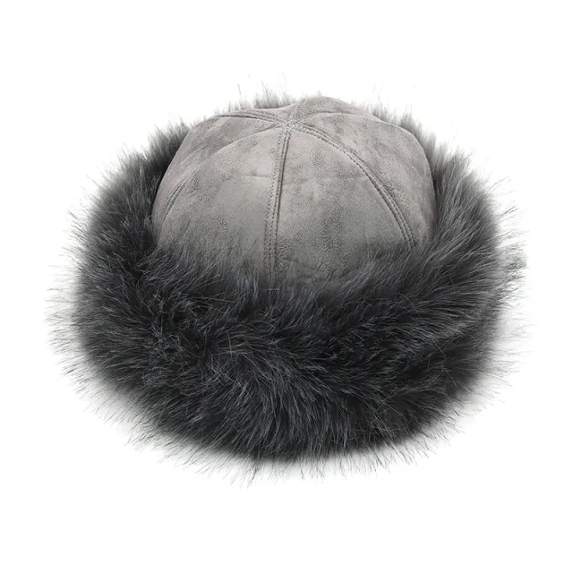 Yurt Style Plus Velvet Fox Fur Hat Grey - Shop at LoveMi