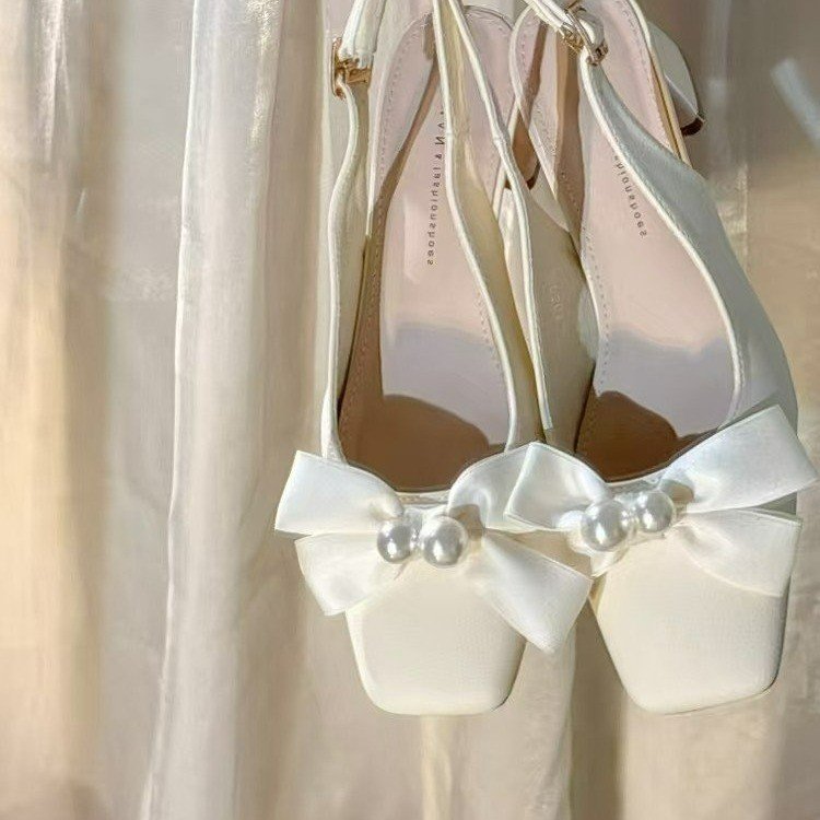 Women's Summer Korean Style Inspired Block Heel Sandals, Back Strap Soft Sole Low Heel Work Shoes, Elegant Dress Pumps