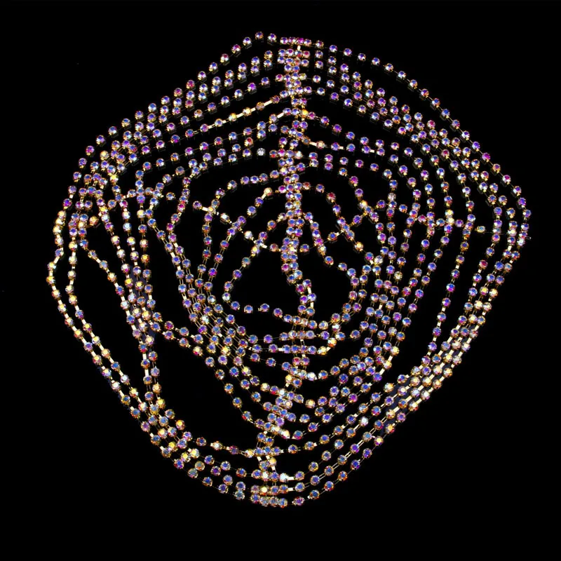 AB Colourful Diamond Hair Ring - Gold