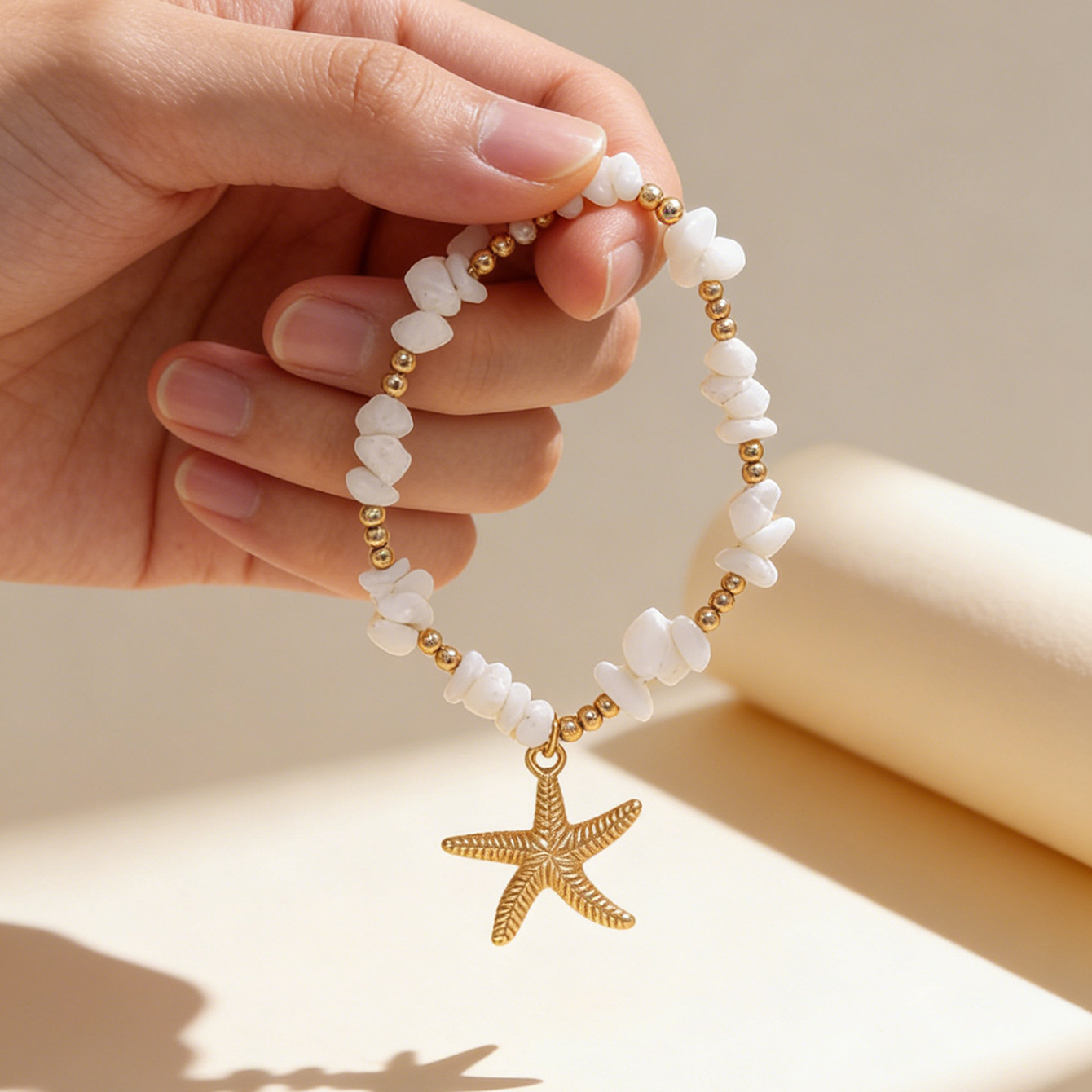 Cross-border Summer Beach Vacation Women Bracelet, Versatile Bohemian Gravel Bead Wrist Chain With Starfish Pendant Unique Fashion Jewelry