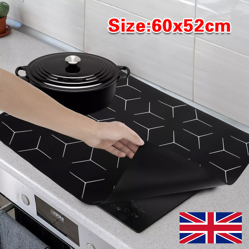 Large Induction Hob Protector Mat 52 60cm Silicone Heat Resistant-Mats Washable