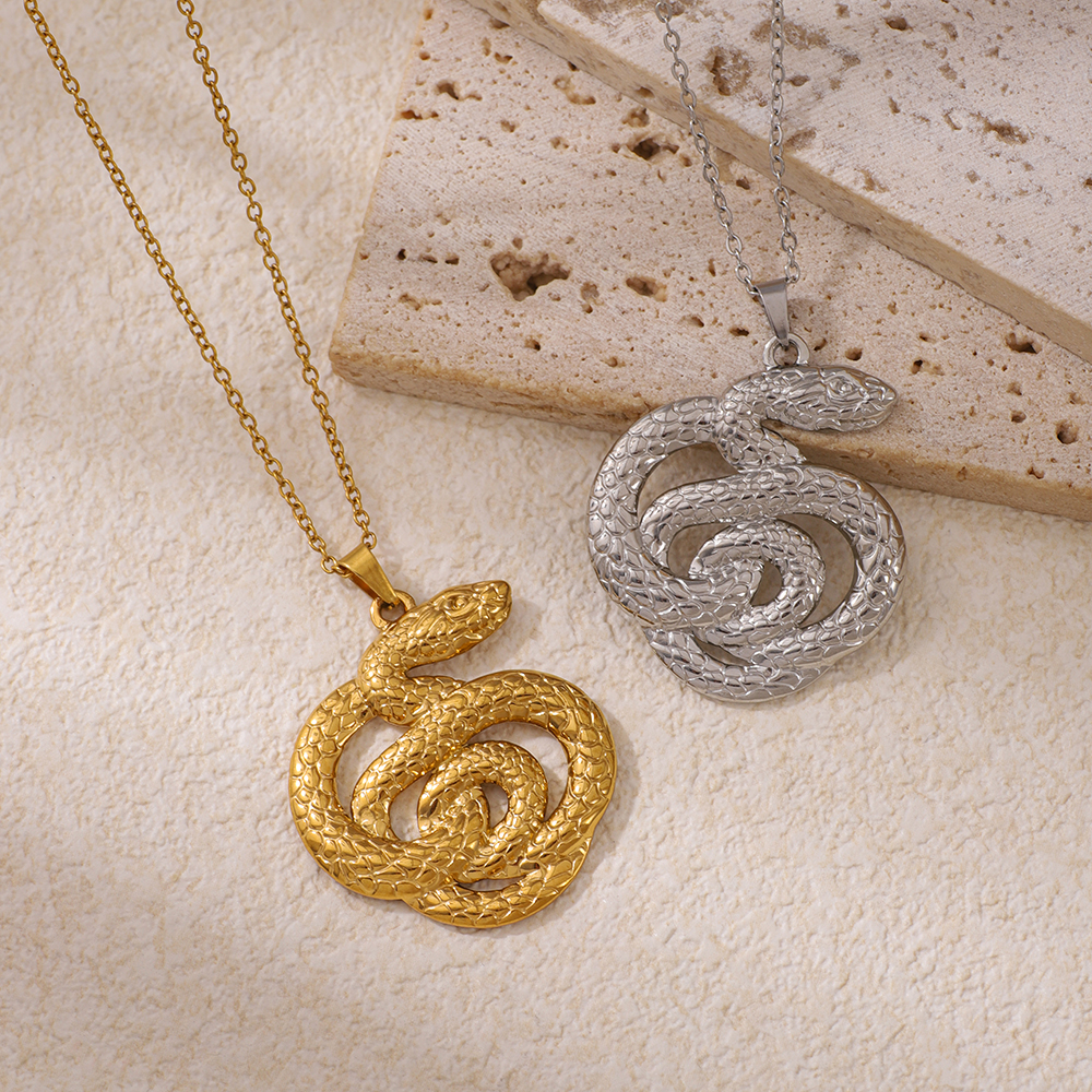 Stainless Steel Snake-shaped Pendant Necklace