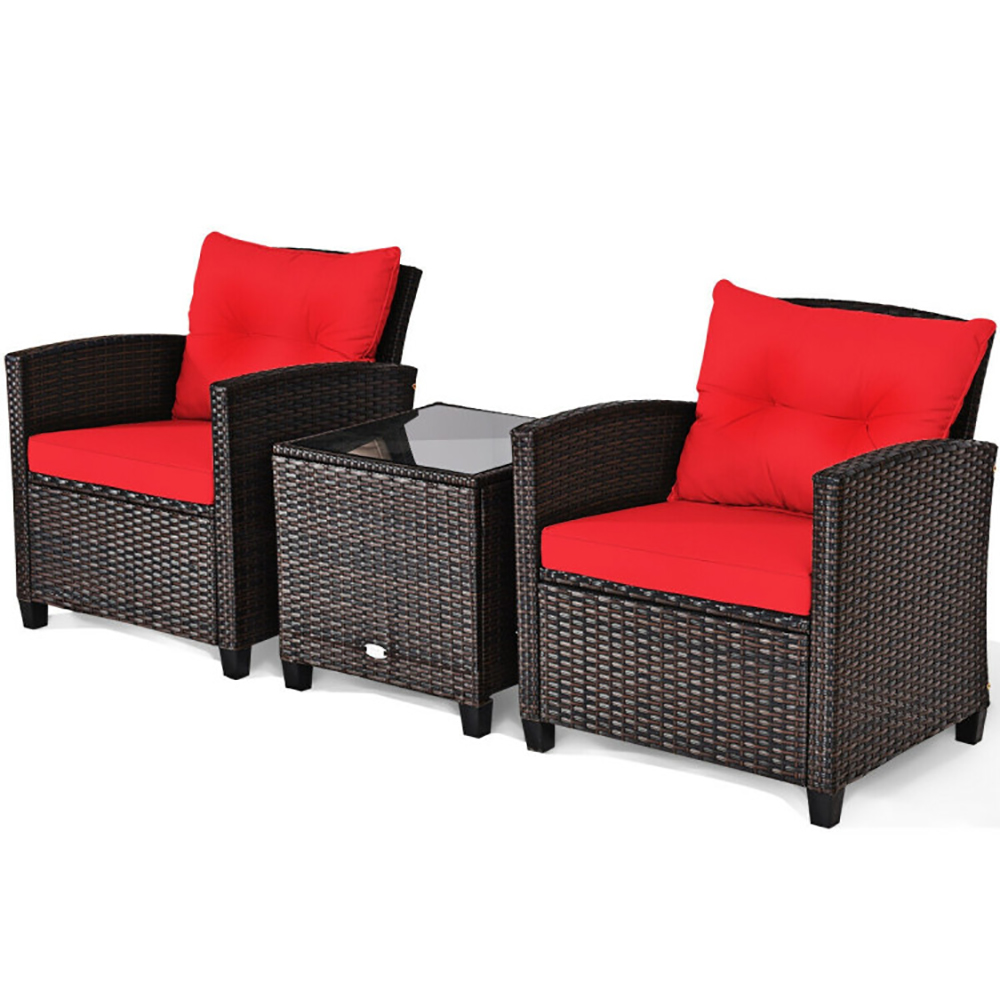 3 Pieces Rattan Patio Furniture Set With Washable Cushion — foto 11