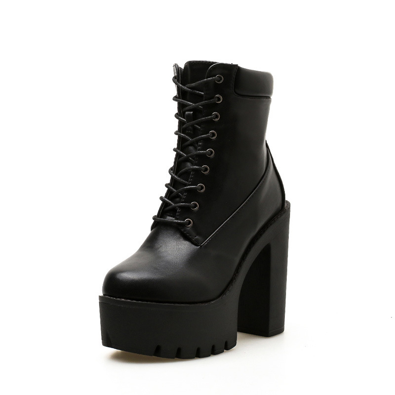 Title 4, Block Heeled High Heeled High Heeled Ankle Boots