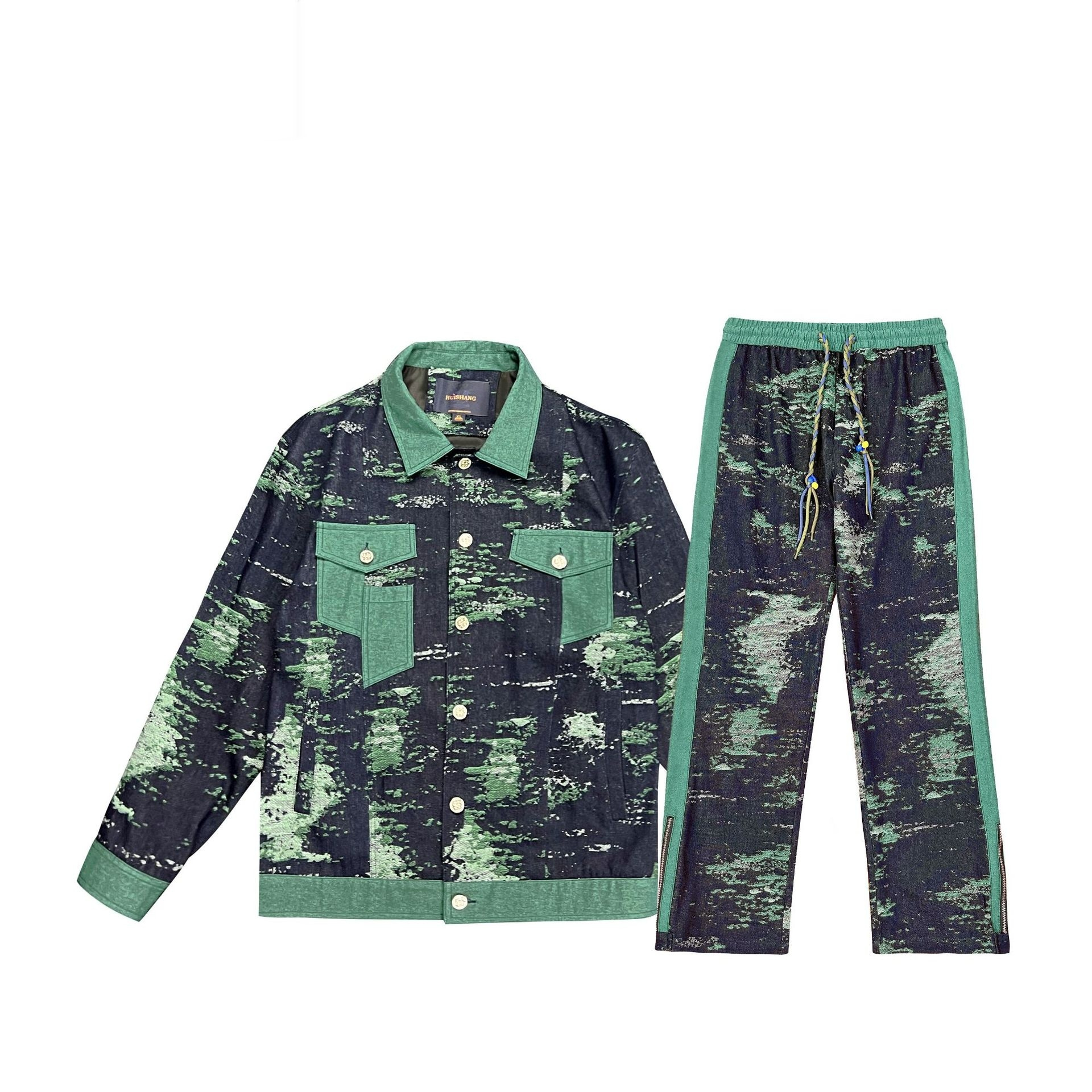 Title 4, Retro camouflage jacquard spijkerjack vest loss...