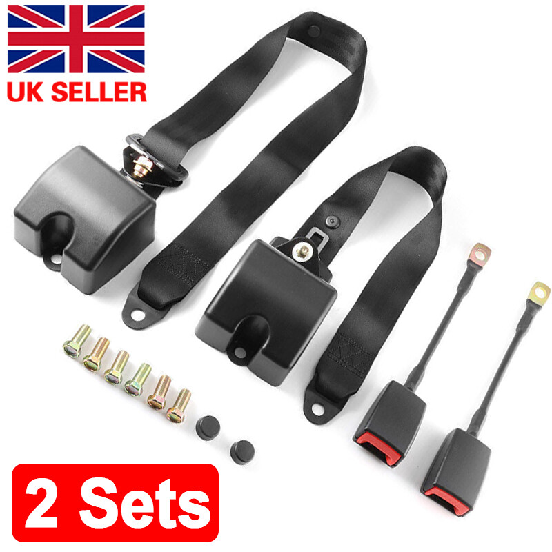 3 Point Inertia Seat Belt Kit Car Truck Adjustable Seat Belt Universal 2 SET