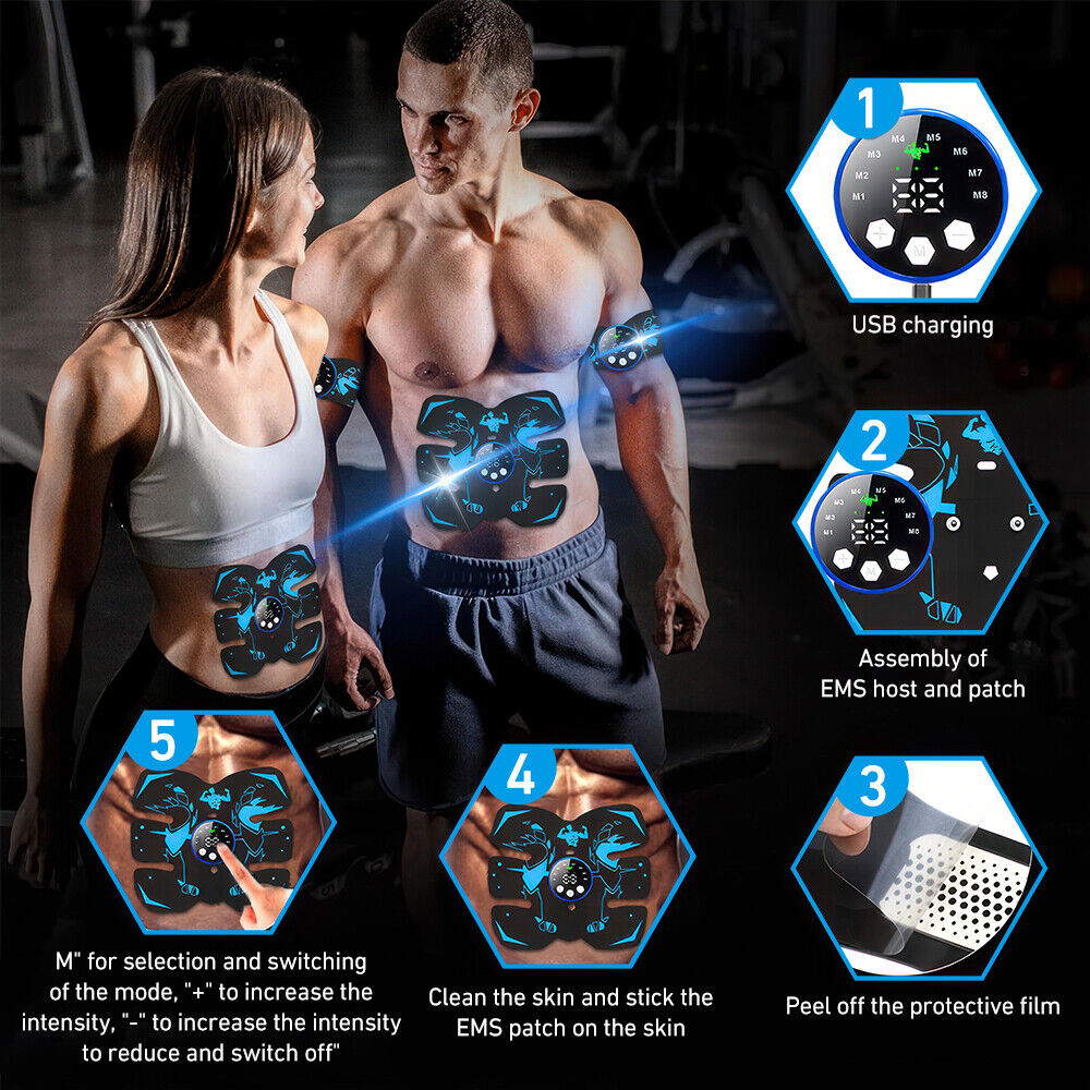 EMS Abdominal Muscle Toning Trainer ABS Stimulator AB Hip Arm Toner Fitness Belt — image 7