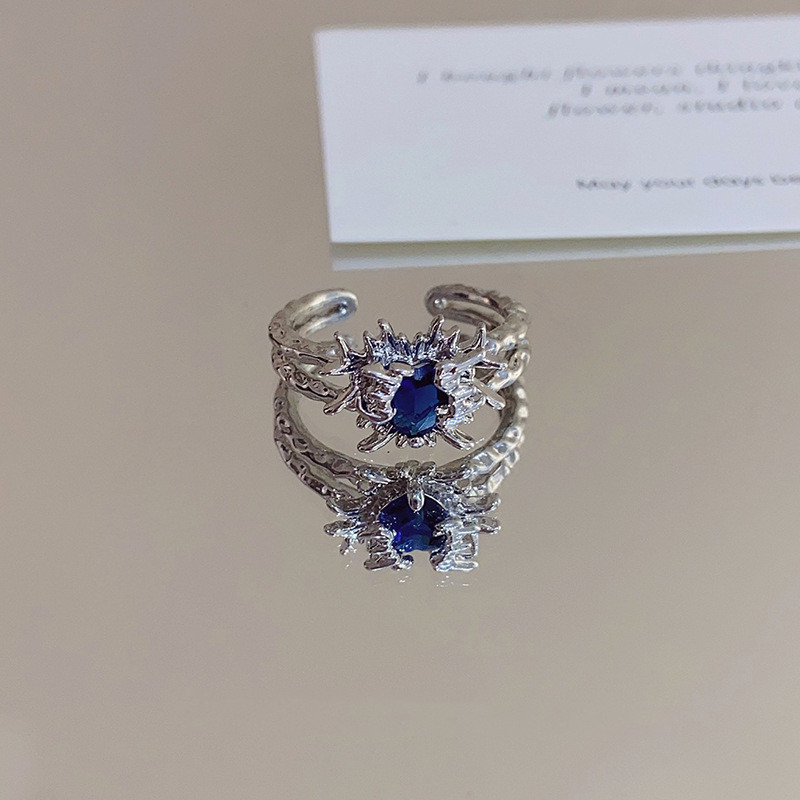 Blue Crystal Ring Female Irregular