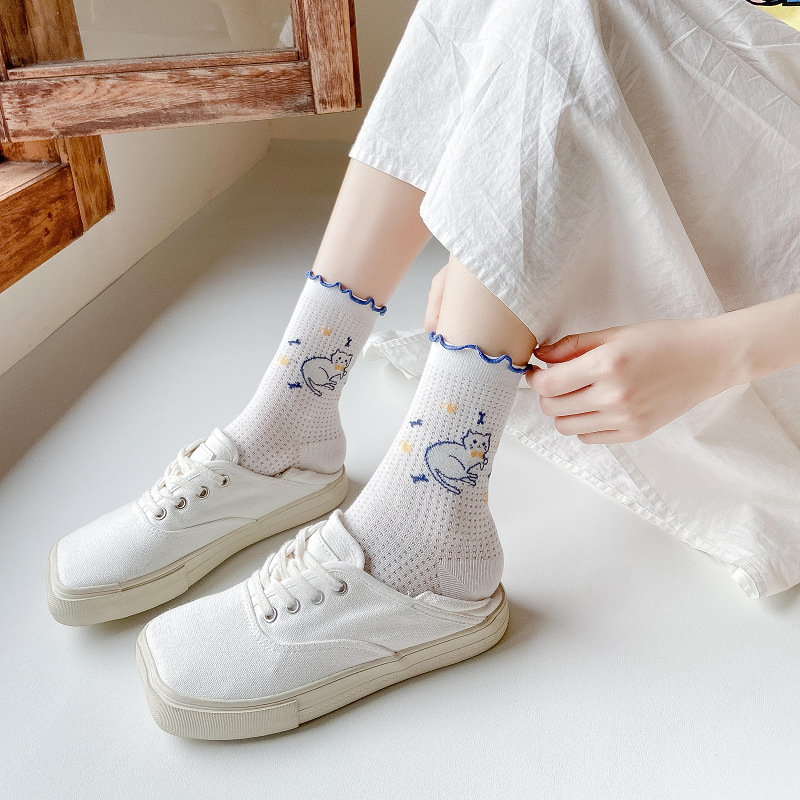 Title 8, Mesh Tube Socks White Cute Japanese Style