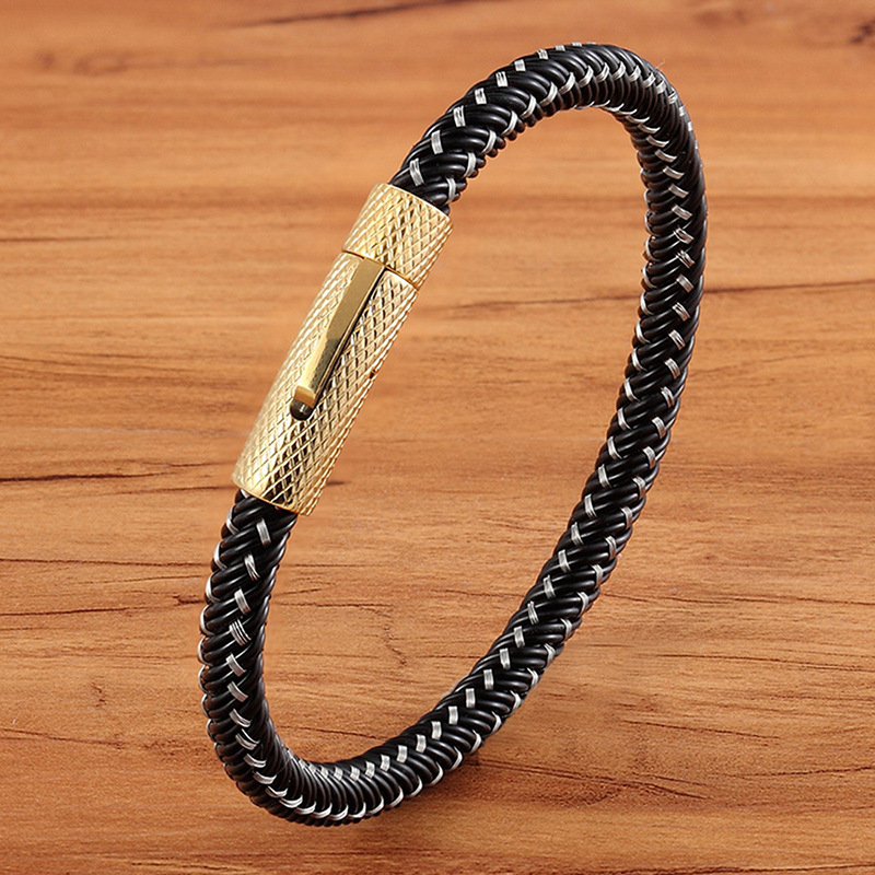 Vintage Red And Black Leather Cord Bracelet Bracelet