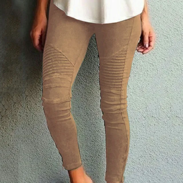 Women's Fashion Casual Skinny Pants Slim Fit Tight Elastic Pants Khaki - Shop at LoveMi